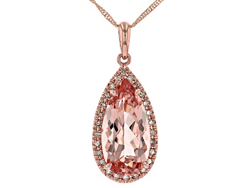 Picture of Pre-Owned Peach Morganite 10k Rose Gold Pendant with Chain 5.71ctw