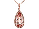 Pre-Owned Peach Morganite 10k Rose Gold Pendant with Chain 5.71ctw