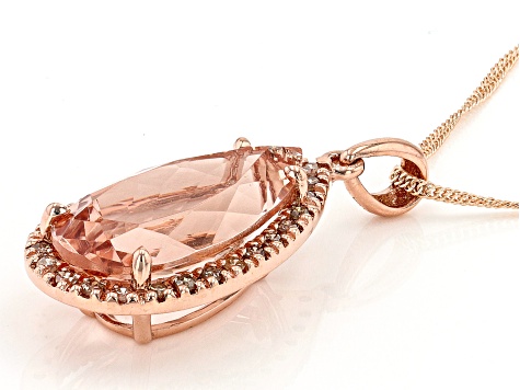Pre-Owned Peach Morganite 10k Rose Gold Pendant with Chain 5.71ctw