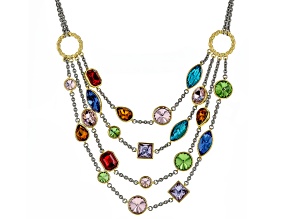 Pre-Owned Multi-Color Crystal Two-Tone Necklace