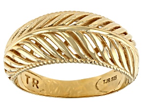Pre-Owned 18K Yellow Gold Over Sterling Silver Palm Design Band Ring