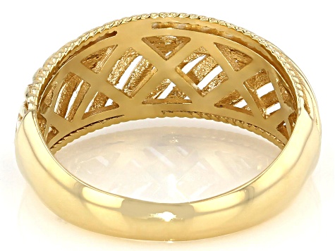 Pre-Owned 18K Yellow Gold Over Sterling Silver Palm Design Band Ring