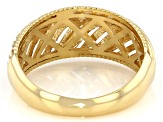 Pre-Owned 18K Yellow Gold Over Sterling Silver Palm Design Band Ring