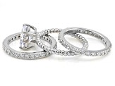Pre-Owned White Cubic Zirconia Rhodium Over Sterling Silver Ring Set of 3 4.78ctw