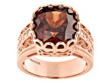 Pre-Owned Mocha And White Cubic Zirconia 18K Rose Gold Over Sterling Silver Ring 10.85ctw