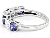Pre-Owned Blue And White Cubic Zirconia Rhodium Over Sterling Silver Ring 2.25ctw
