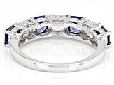 Pre-Owned Blue And White Cubic Zirconia Rhodium Over Sterling Silver Ring 2.25ctw