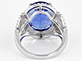 Pre-Owned Blue Color Shift Fluorite Rhodium Over Silver Ring 10.36ct