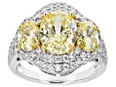 Pre-Owned Canary And White Cubic Zirconia Rhodium Over Sterling Silver Ring 8.47ctw