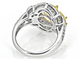 Pre-Owned Canary And White Cubic Zirconia Rhodium Over Sterling Silver Ring 8.47ctw