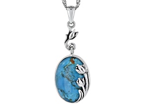 Pre-Owned Blue Composite Turquoise Sterling Silver Pendant With Chain