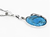 Pre-Owned Blue Composite Turquoise Sterling Silver Pendant With Chain