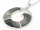 Pre-Owned Multi Color South Sea Mother-of-Pearl Rhodium Over Sterling Silver Pendant with Chain