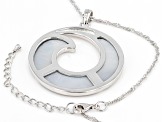 Pre-Owned Multi Color South Sea Mother-of-Pearl Rhodium Over Sterling Silver Pendant with Chain