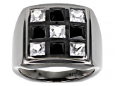 Pre-Owned Black Spinel Black Rhodium Over Sterling Silver Men's Ring 3.43ctw