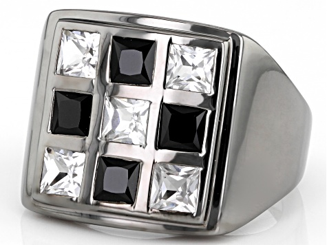 Pre-Owned Black Spinel Black Rhodium Over Sterling Silver Men's Ring 3.43ctw
