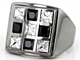 Pre-Owned Black Spinel Black Rhodium Over Sterling Silver Men's Ring 3.43ctw