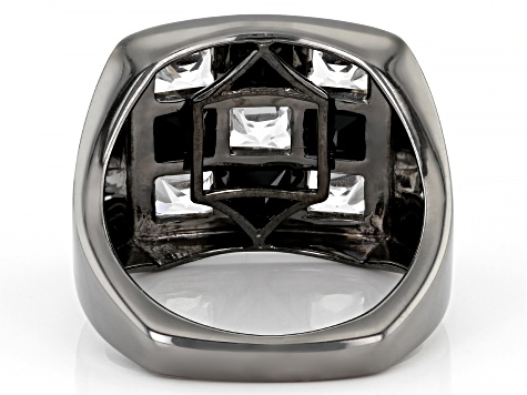 Pre-Owned Black Spinel Black Rhodium Over Sterling Silver Men's Ring 3.43ctw