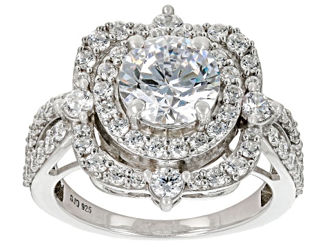 Pre-Owned White Cubic Zirconia Rhodium Over Sterling Silver Ring 5.55ctw