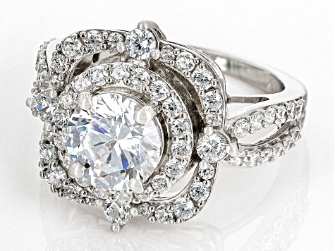 Pre-Owned White Cubic Zirconia Rhodium Over Sterling Silver Ring 5.55ctw