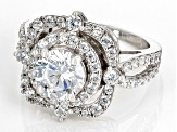Pre-Owned White Cubic Zirconia Rhodium Over Sterling Silver Ring 5.55ctw