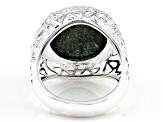 Pre-Owned Connemara Marble Silver Tone Shamrock Ring