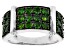 Pre-Owned Green chrome diopside rhodium over sterling silver men's band ring 3.03ctw