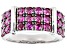 Pre-Owned Red Lab Created Ruby Rhodium Over Sterling Silver Men's Band Ring 3.13ctw