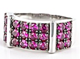 Pre-Owned Red Lab Created Ruby Rhodium Over Sterling Silver Men's Band Ring 3.13ctw