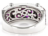 Pre-Owned Red Lab Created Ruby Rhodium Over Sterling Silver Men's Band Ring 3.13ctw