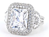 Pre-Owned White Cubic Zirconia Rhodium Over Sterling Silver Ring 15.79ctw