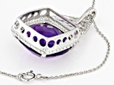 Pre-Owned Purple Amethyst Rhodium Over Silver Pendant With Chain 18.00ct