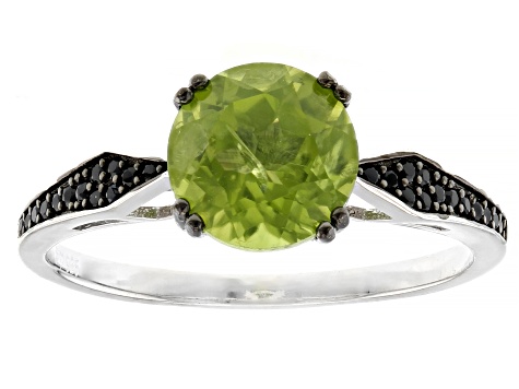 Pre-Owned Green Peridot Rhodium Over Sterling Silver Ring Set 3.87ctw