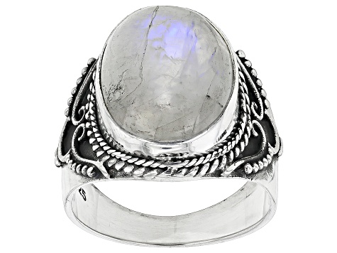 Pre-Owned Rainbow Moonstone Sterling Silver Ring