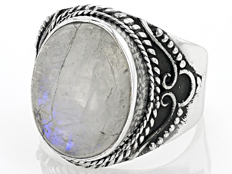 Pre-Owned Rainbow Moonstone Sterling Silver Ring