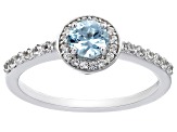 Pre-Owned Blue Zircon Rhodium Over Sterling Silver Ring 0.98ctw