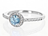 Pre-Owned Blue Zircon Rhodium Over Sterling Silver Ring 0.98ctw