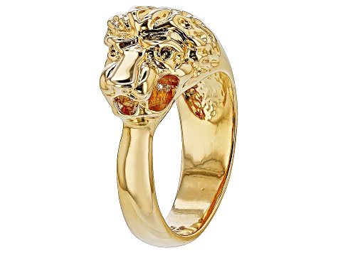 Pre-Owned Moda Al Massimo® 18k Yellow Gold Over Bronze Lion Ring ...