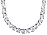 Pre-Owned White Cubic Zirconia Platinum Over Sterling Silver Tennis Necklace 69.65ctw