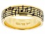 Pre-Owned 18k Yellow Gold Over Sterling Silver Music Note Unisex Ring