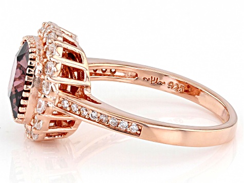 Pre-Owned Blush And White Cubic Zirconia 18K Rose Gold Over Sterling Silver Ring 3.98ctw