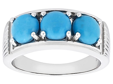 Pre-Owned Blue Sleeping Beauty Turquoise Rhodium Over Sterling