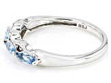 Pre-Owned Blue Aquamarine Rhodium Over 10k White Gold Band Ring 0.47ctw
