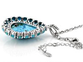 Pre-Owned Blue Turquoise Rhodium Over Sterling Silver Enhancer With Chain
