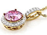 Pre-Owned Pink And Colorless Moissanite 14k Yellow Gold Over Silver 3.22ctw DEW.