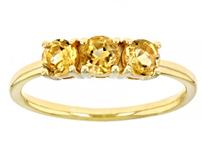 Pre-Owned Yellow Citrine 18k Yellow Gold Over Sterling Silver November Birthstone 3-Stone Ring 0.64c