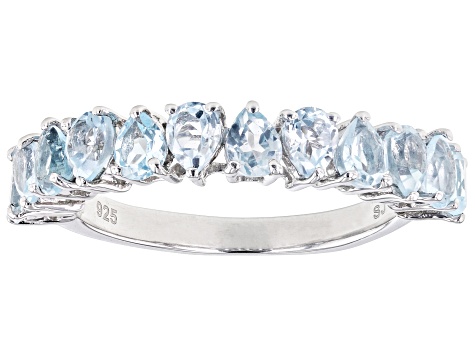 Pre-Owned Sky Blue Glacier Topaz Rhodium Over Sterling Silver Band Ring 1.94ctw