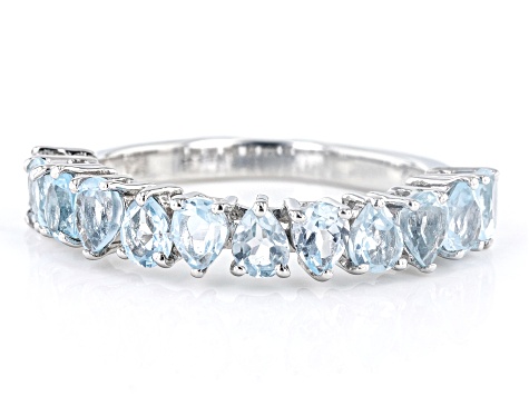 Pre-Owned Sky Blue Glacier Topaz Rhodium Over Sterling Silver Band Ring 1.94ctw