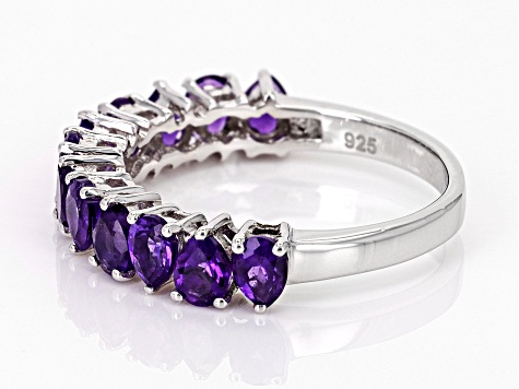 Pre-Owned Purple African Amethyst Rhodium Over Sterling Silver Infinity Band Ring 1.32ctw