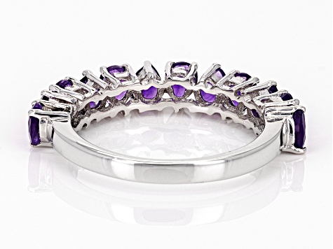 Pre-Owned Purple African Amethyst Rhodium Over Sterling Silver Infinity Band Ring 1.32ctw